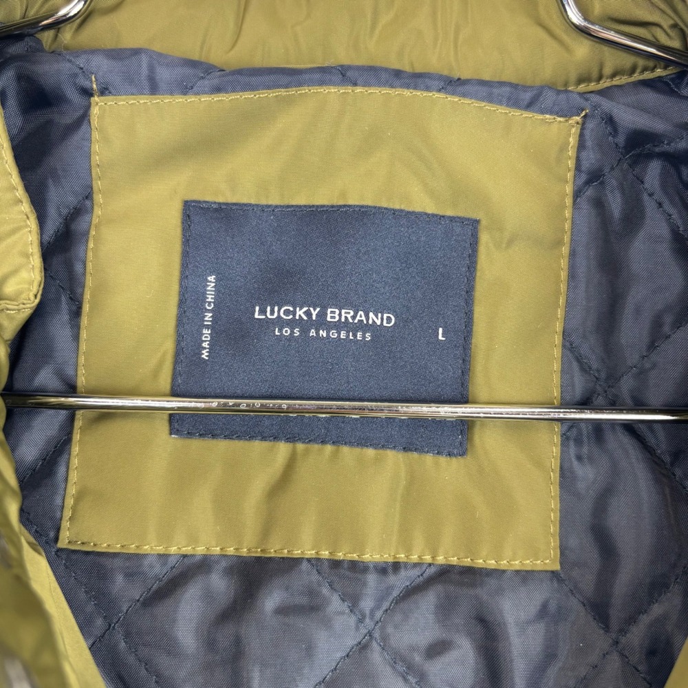 Lucky Brand Mens Olive Green Cafe Racer Moto Jacket Large Quilted Lining - Picture 4 of 9